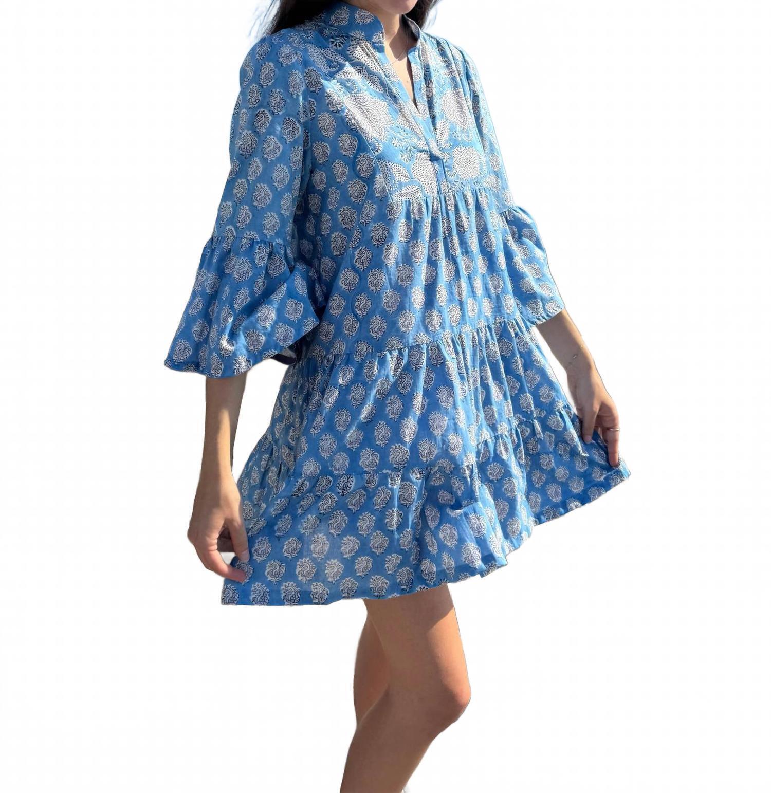 New Pick Happy Women's Babydoll Mini Dress In Botanical Azure